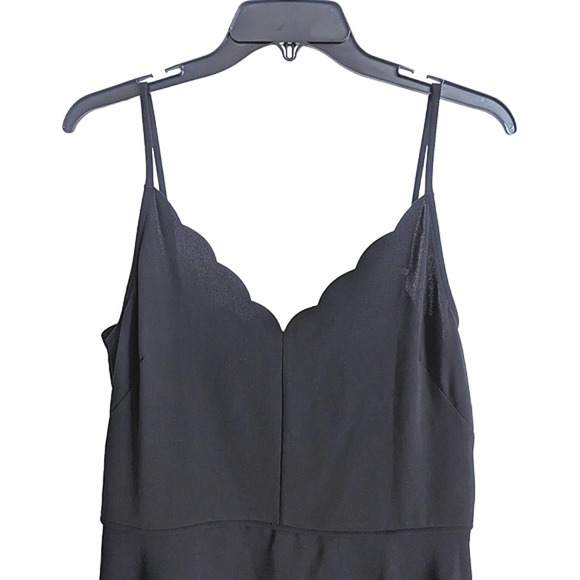 Ted Baker London Simbah Scallop Asymmetric Hem Strappy Black Midi Dress Size 4 - Picture 5 of 10